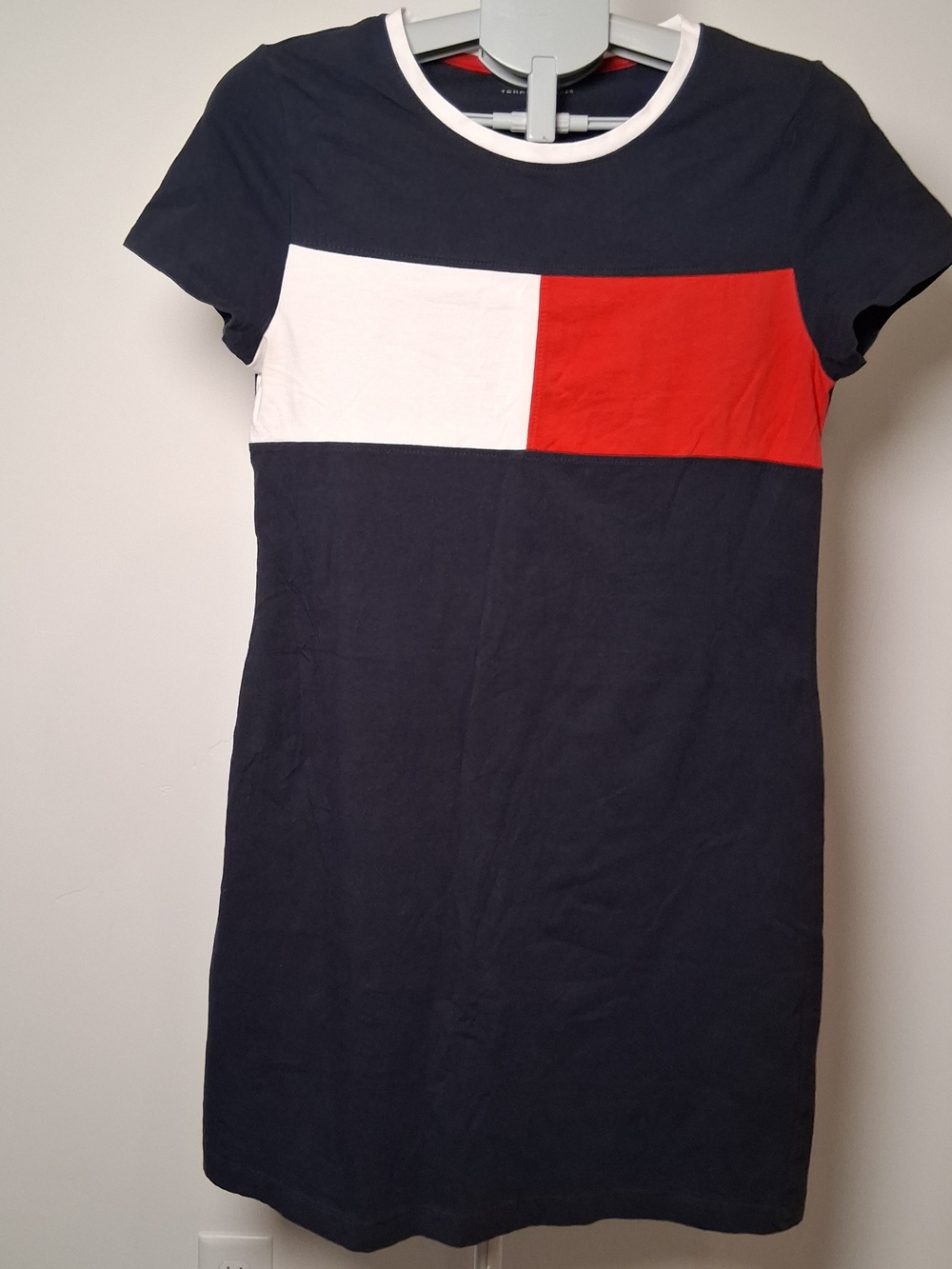 Tommy Hilfiger Colorblock T-Shirt Dress in Blue w/ Red & White Accents Classic M